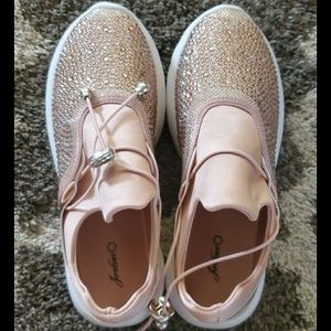 Rose Gold Rhinestone Studded Sneakers